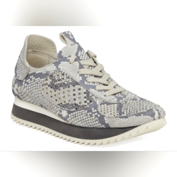 Pedro Garcia Omega Python Sneakers Lace Up Platform Lug Sole Perforated Chalk - Picture 1 of 11